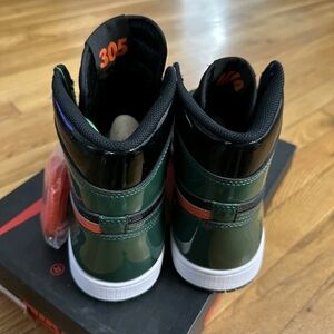 Nike High-Top Sneakers in Green, Black and Orange Accent